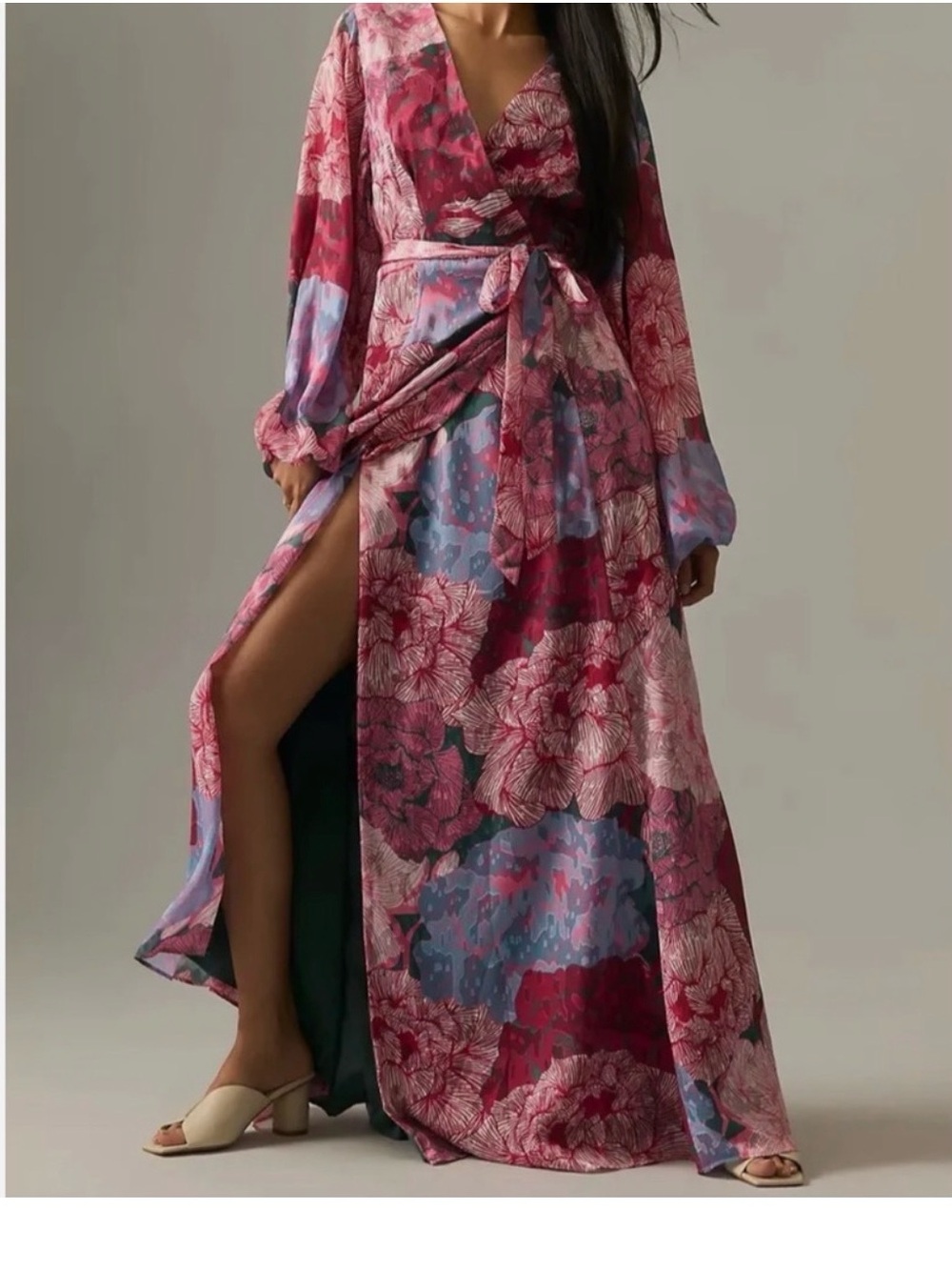 Anthropologie Floral Wrap Maxi Dress